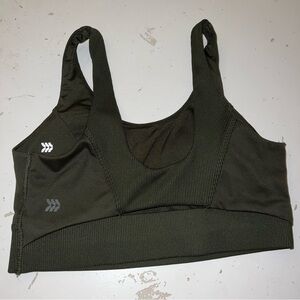 All in motion army green open back athletic bra size small